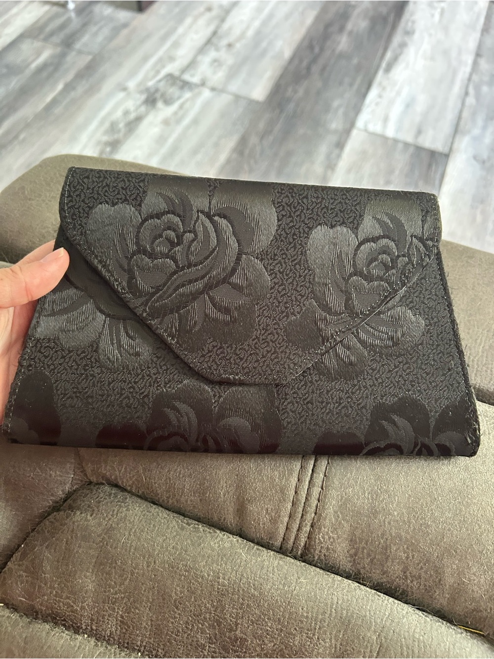 4/$100 Elegant Black Floral Envelope Clutch purse